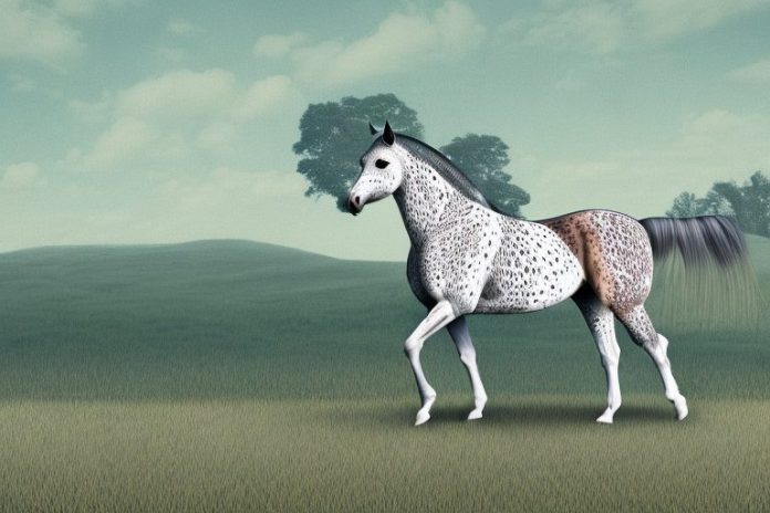 An appaloosa horse in a rural landscape