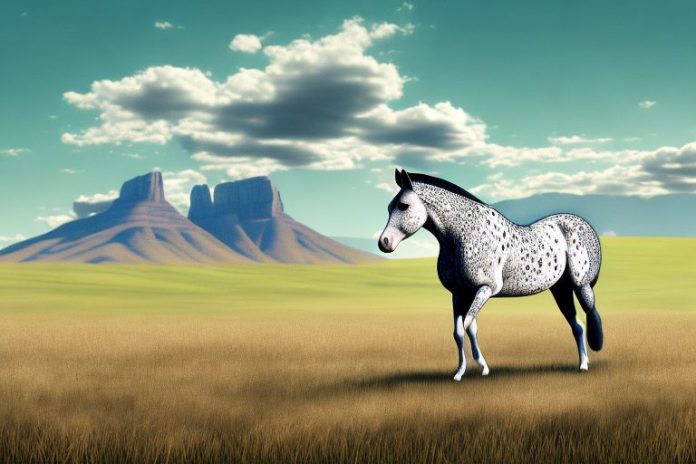 An appaloosa horse in a field