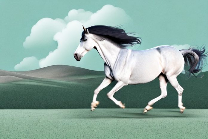 An andalusian horse galloping through a rural landscape in de aar