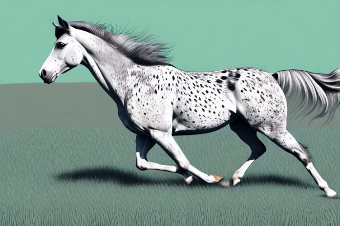 An appaloosa horse galloping through a field in warrenton