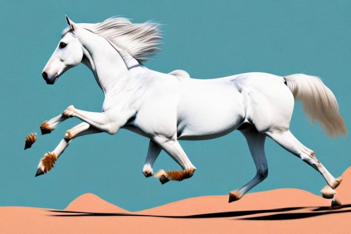 An andalusian horse galloping through the desert landscape of calvinia