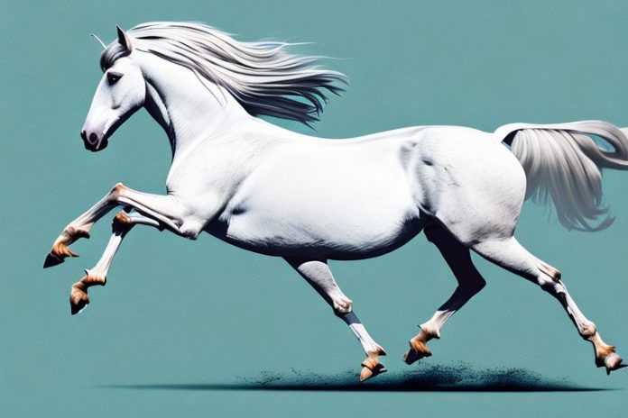 A majestic andalusian horse galloping through the countryside of prieska