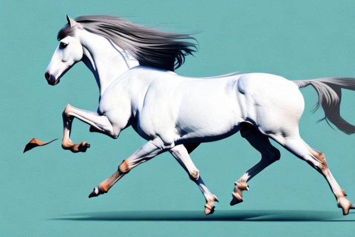 A majestic andalusian horse galloping through the mafikeng landscape