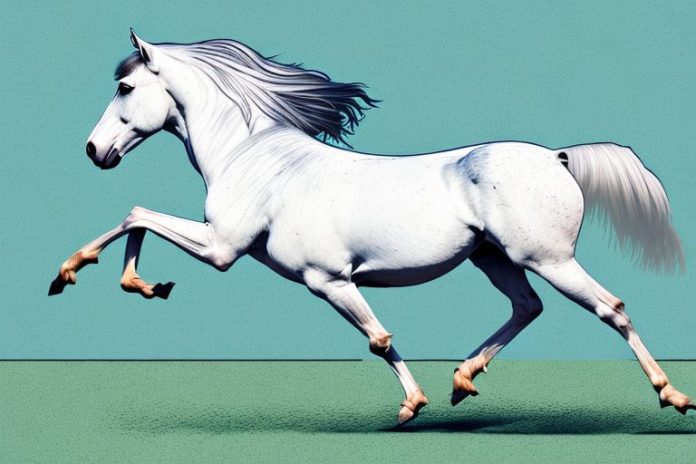 An andalusian horse galloping through a rural landscape in potchefstroom