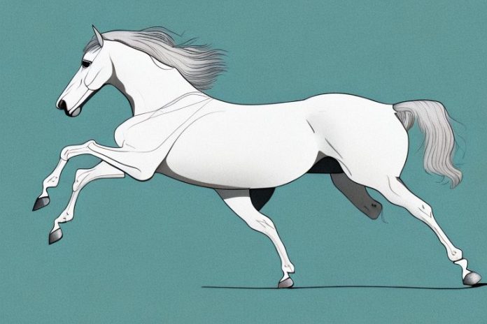 An andalusian horse galloping in a rural landscape