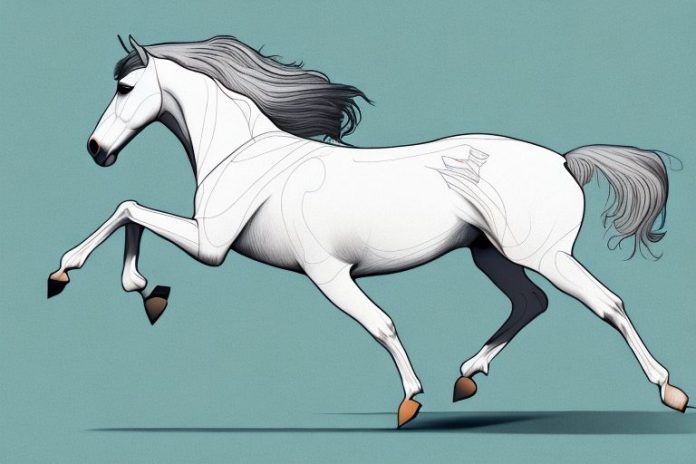 An andalusian horse galloping through a british landscape
