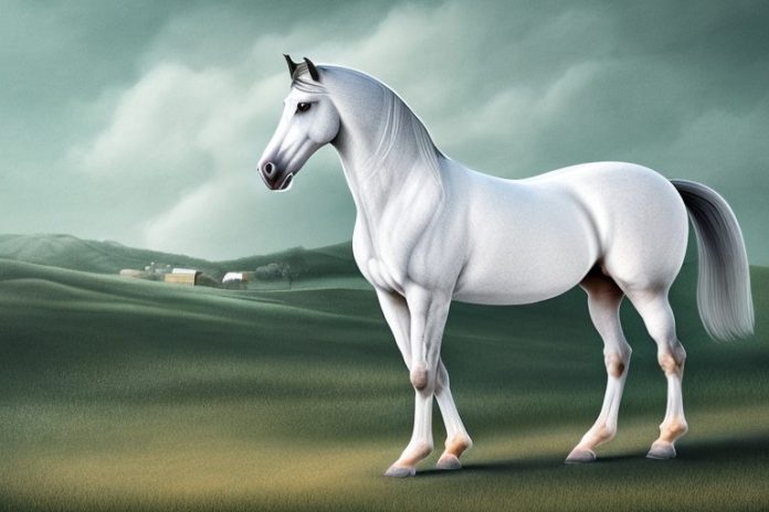 An andalusian horse in a rural landscape