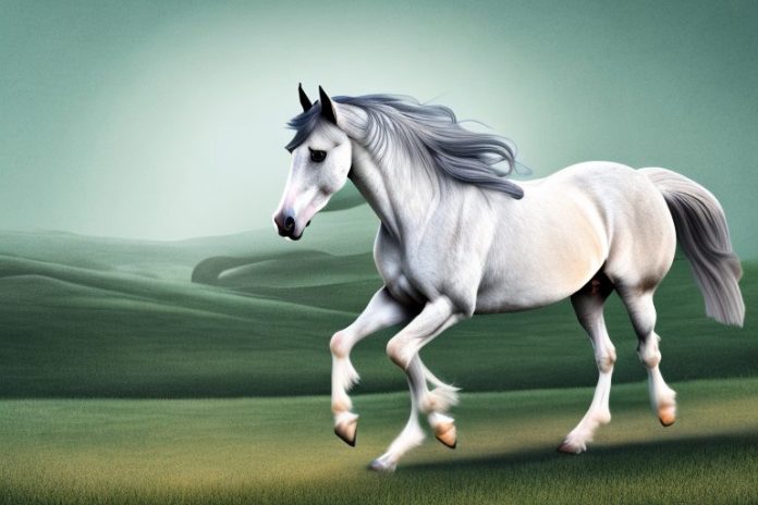 An andalusian horse in a rural landscape