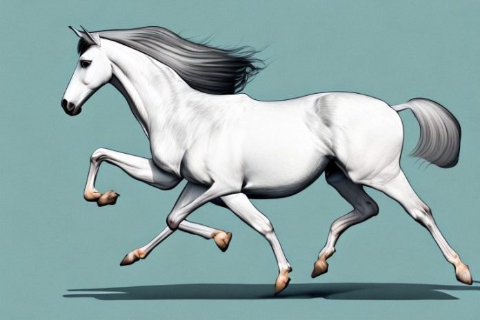 An andalusian horse galloping through the countryside of oudtshoorn