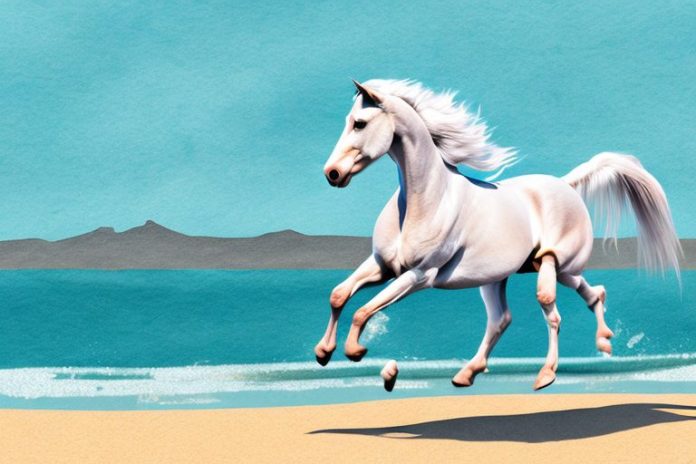 An andalusian horse galloping along a beach in hermanus