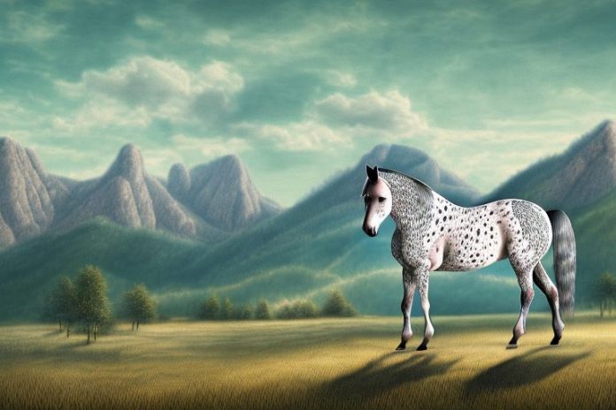 An appaloosa horse in a rural landscape