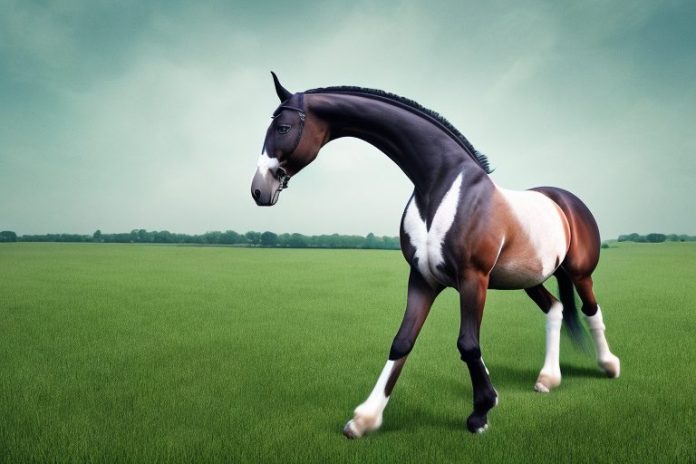 A belgian warmblood horse in a rural setting