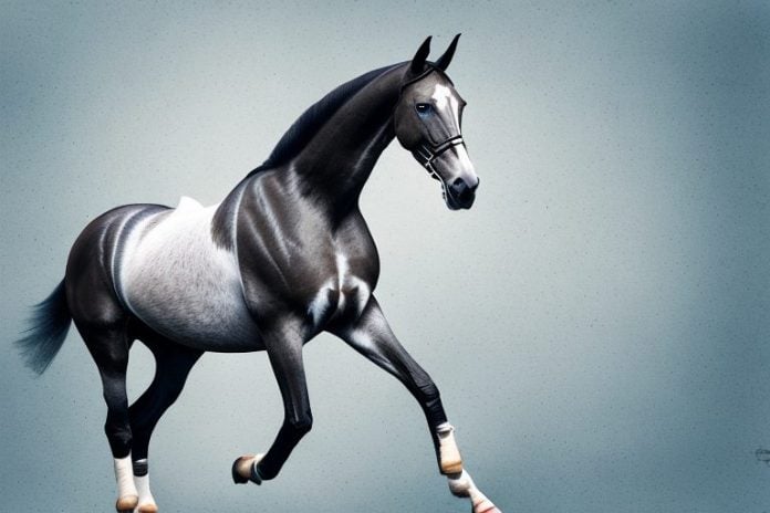 A belgian warmblood horse in a riding arena in de aar