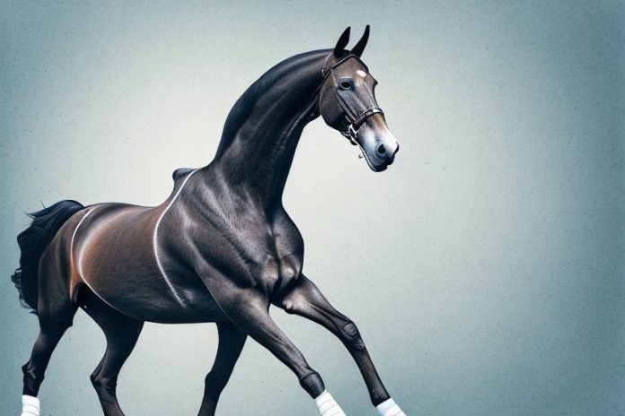 A belgian warmblood horse in a riding arena in warrenton