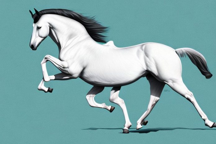 A belgian warmblood horse galloping in a field in colesberg