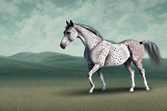 An appaloosa horse in a rural landscape