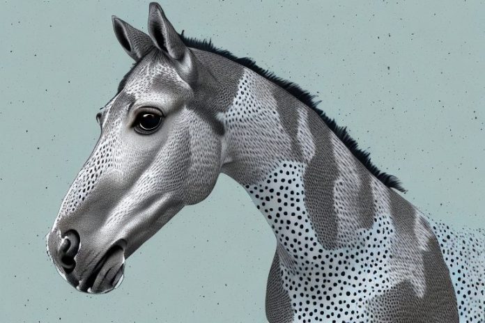 An appaloosa horse in the mogwase landscape
