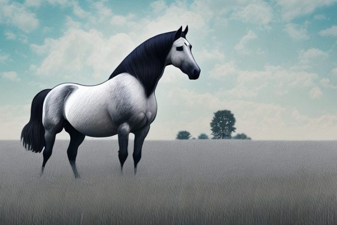 A percheron horse in a field in mthatha