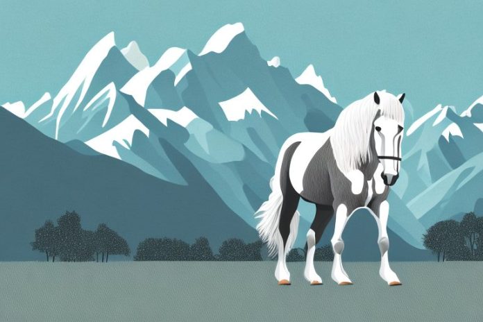A percheron horse standing in a scenic queenstown landscape