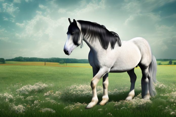 A percheron horse in a rural setting