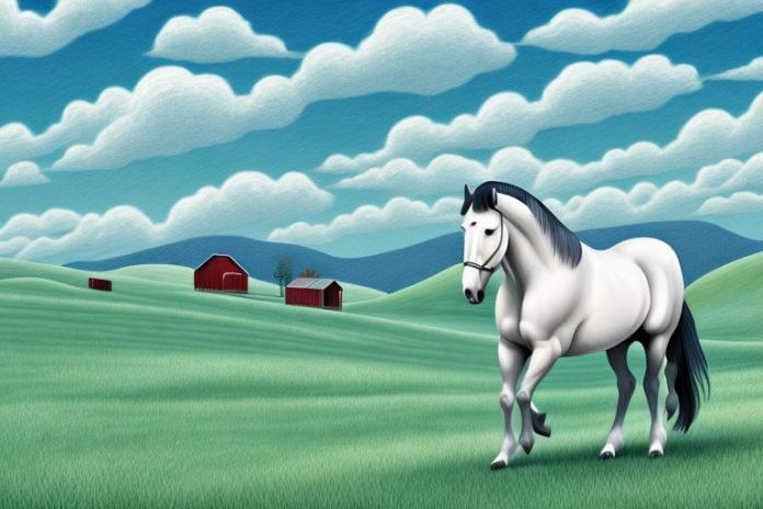 A percheron horse in a rural setting