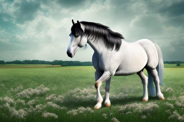 A percheron horse in a rural setting
