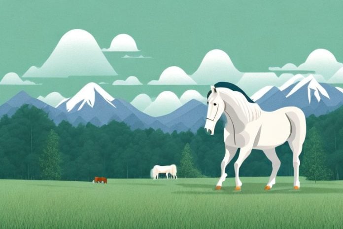 A percheron horse in a rural setting
