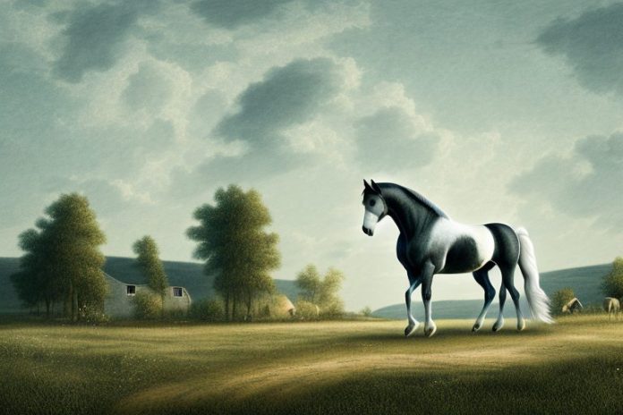 A percheron horse in a rural landscape near louis trichardt