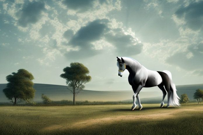 A percheron horse in a rural landscape in mpumalanga