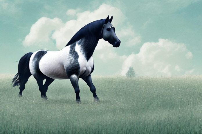A percheron horse in a field in ermelo