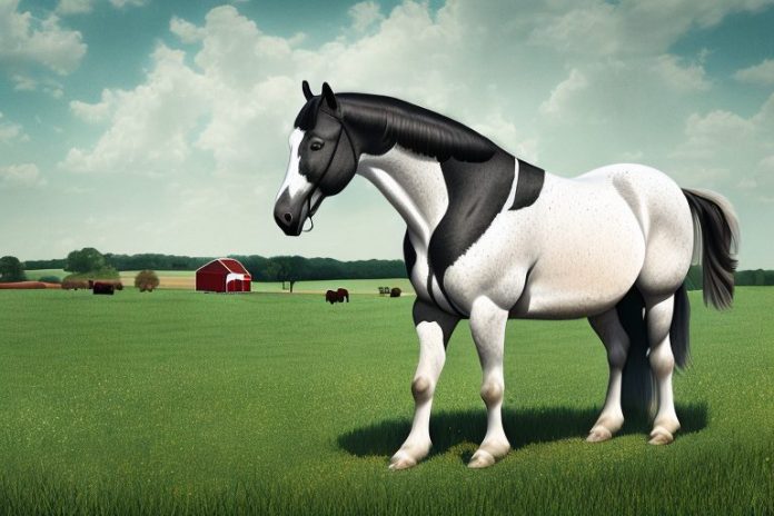A percheron horse in a rural setting