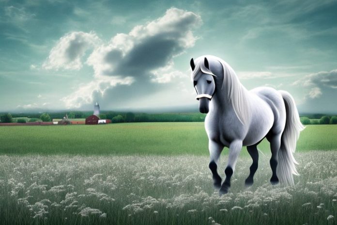 A percheron horse in a field
