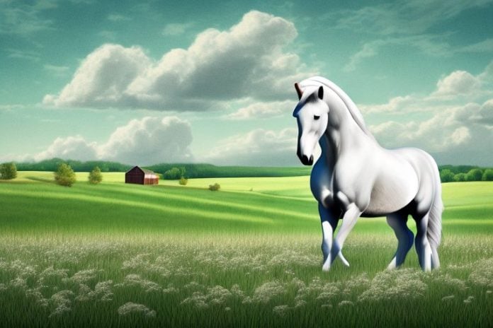 A percheron horse in a field