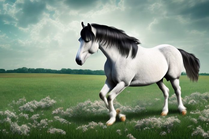 A percheron horse in a rural setting