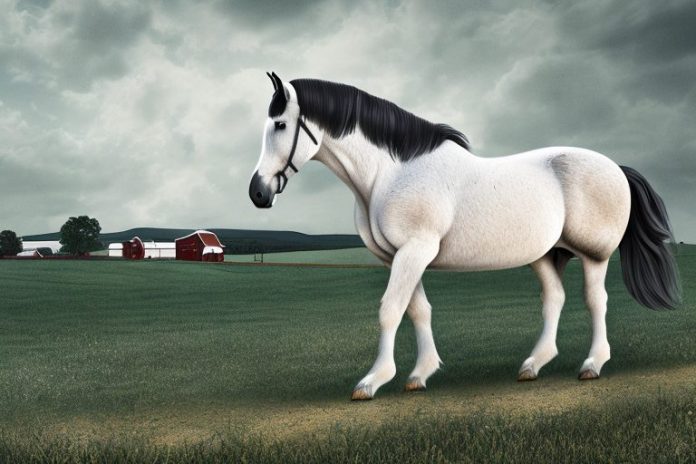 A percheron horse in a rural setting