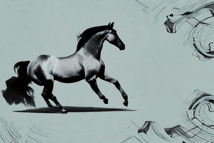 A hanoverian horse galloping through a landscape in kwazulu natal