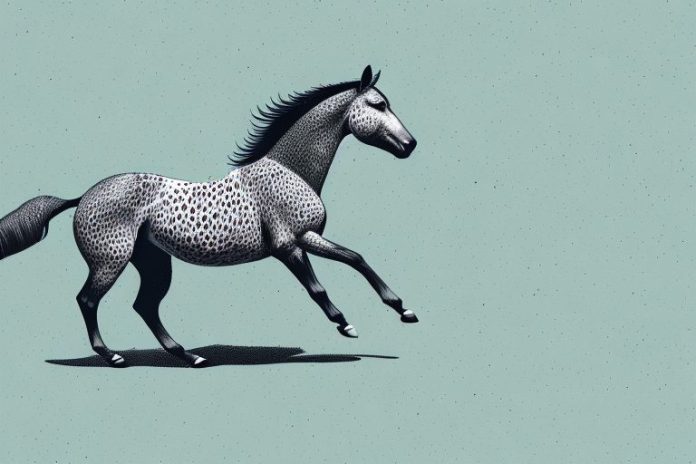An appaloosa horse galloping through the scenic landscape of oudtshoorn