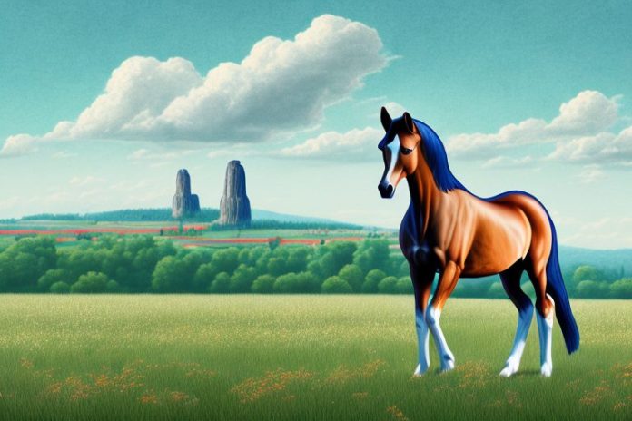 A hanoverian horse in a field