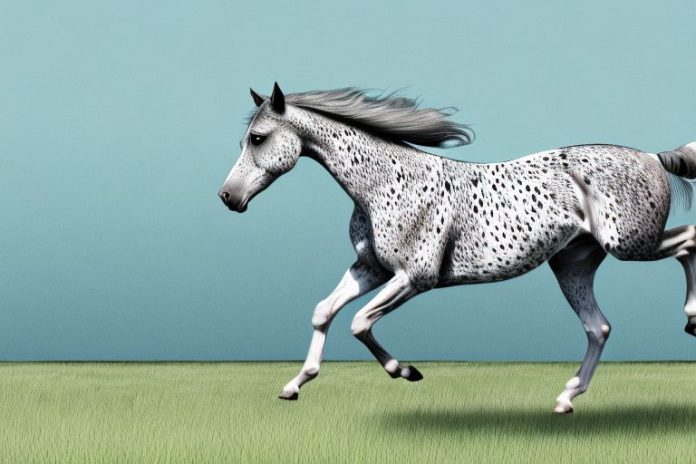 An appaloosa horse galloping in an open field in hermanus
