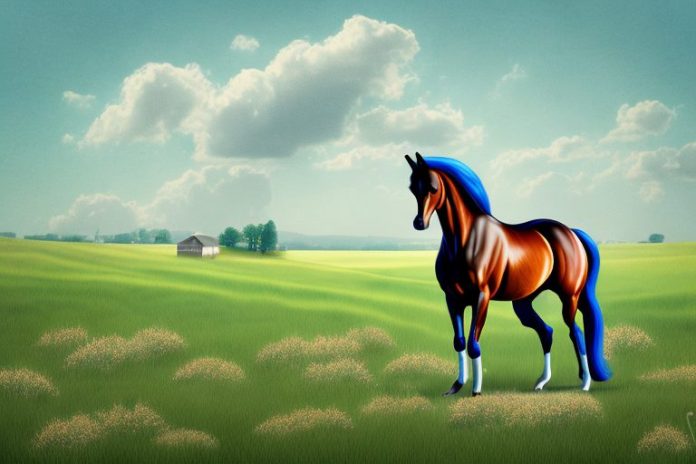 A hanoverian horse in a rural setting