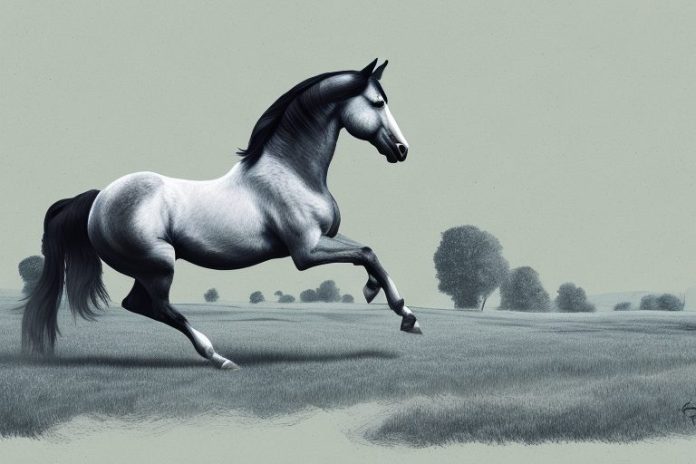 A hanoverian horse galloping through a rural landscape in aliwal north