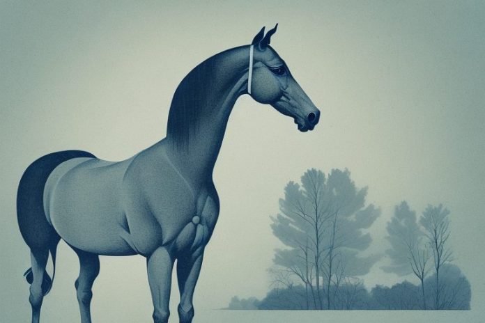 A hanoverian horse in a virginia landscape