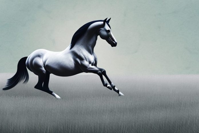 A hanoverian horse galloping in a field in harrismith