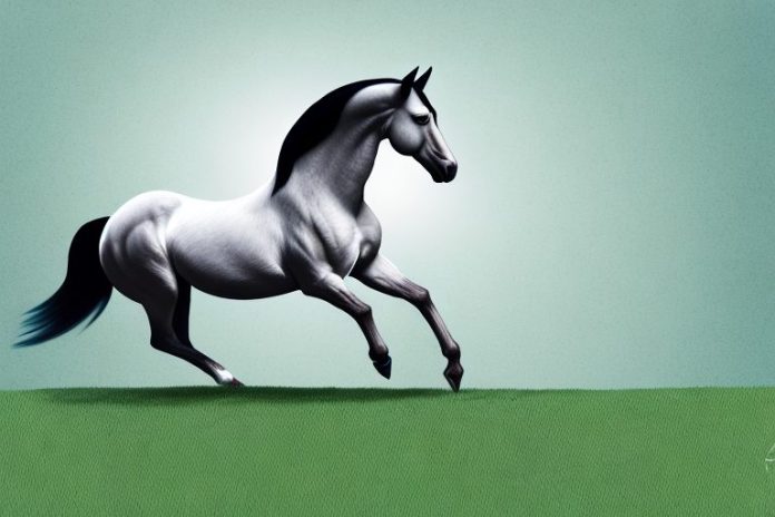A hanoverian horse galloping in a field in roodepoort