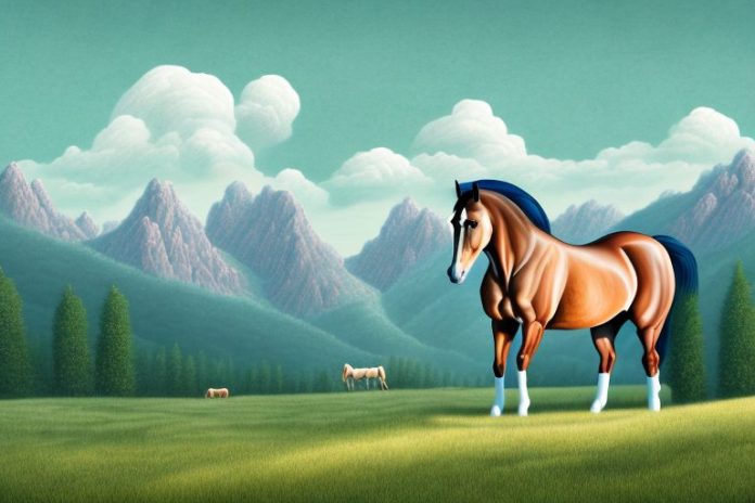 A hanoverian horse in a rural setting