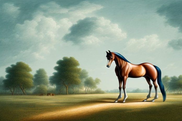 A hanoverian horse in a rural landscape in mokopane