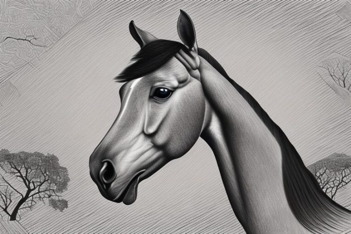 A hanoverian horse in a rural setting in giyani