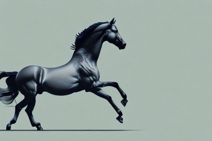 A hanoverian horse galloping through a landscape of nelspruit