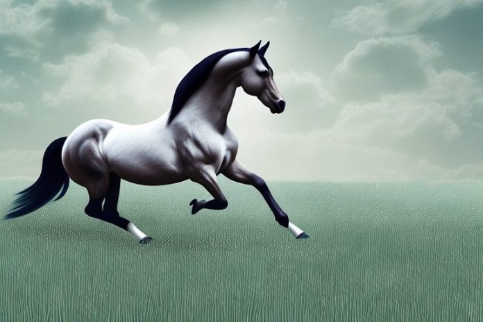 A hanoverian horse galloping through a field in middelburg