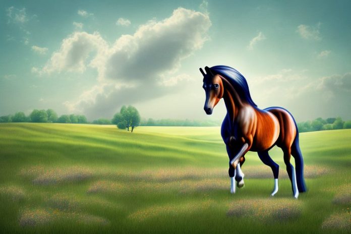A hanoverian horse in a rural setting
